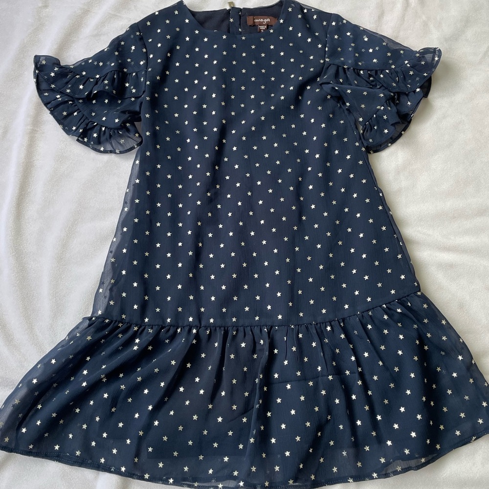 Imoga size 5 blue dress with silver stars